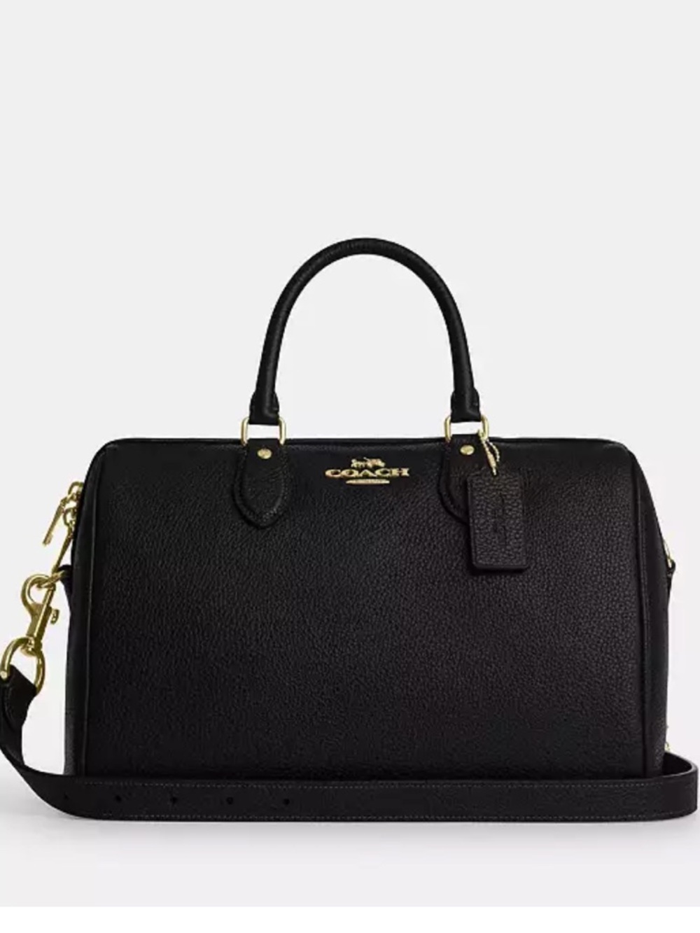 Coach Black Pebbled Leather Satchel with Gold Hardware - Picture 2 of 13